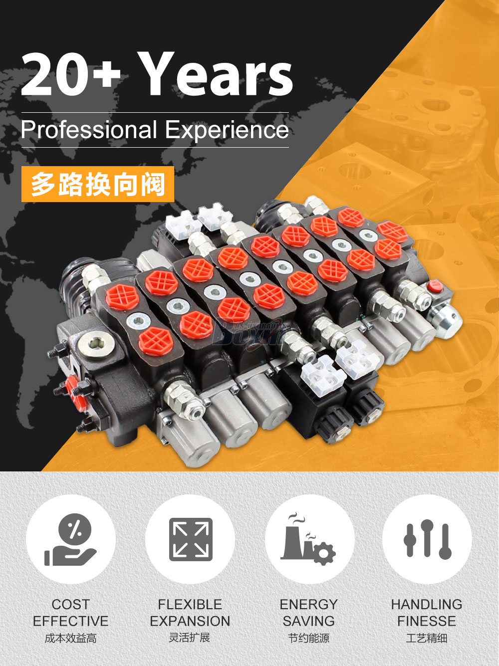 SD8 电磁+一控二 8 联 分片式换向阀